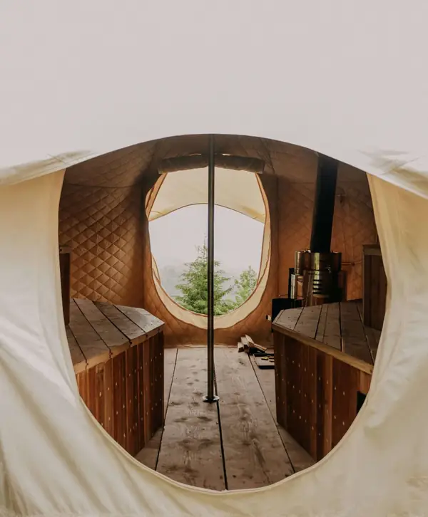 Wood-fired sauna + cold plunge